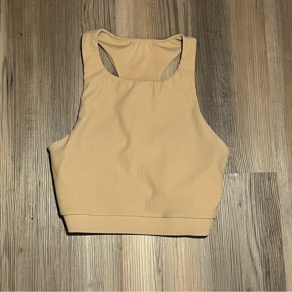 Sporty Beige Women's Cropped Tank Top